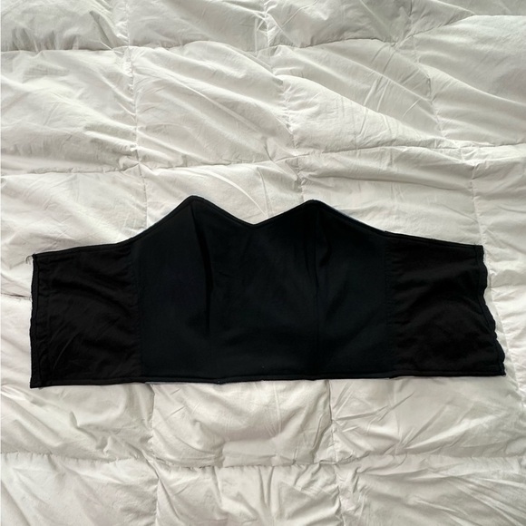 Women’s Denim Bustier Top Small Aztec Print Blue Orange Geometric Jean Crop Top - Picture 5 of 5